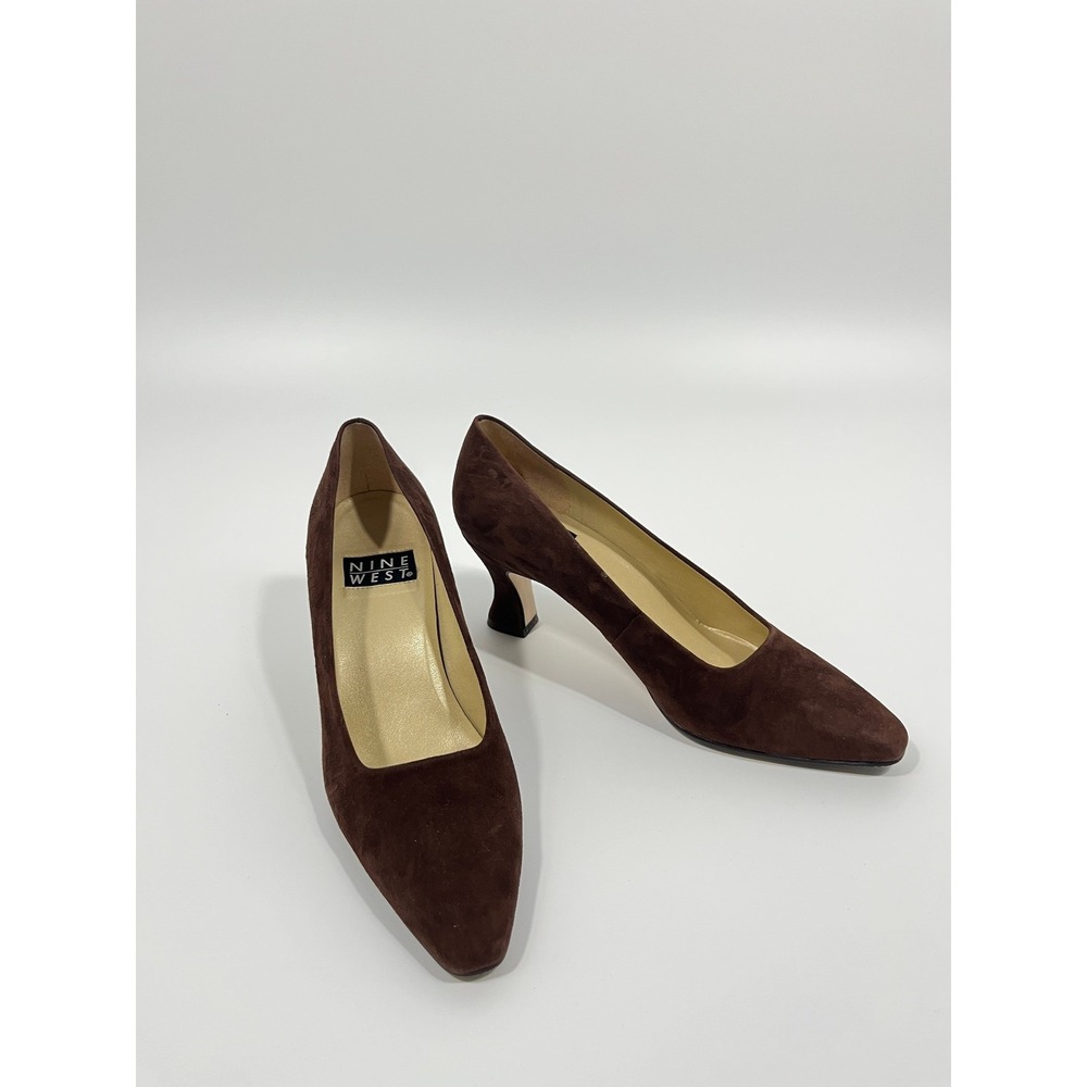 Nine West Womens Heels 7.5 Brown‎ Pointed Toe Chic Minimalist Gala Wedding Guest